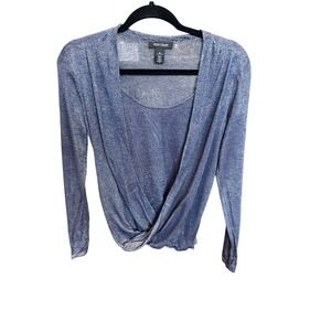 White House Black Market‎ Twist Front Top Blouse Shimmery Blue